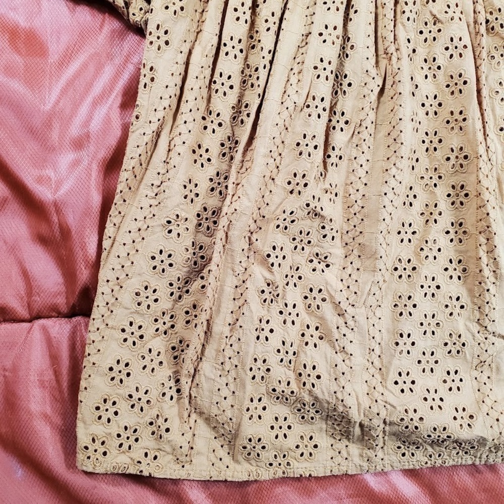 Madewell Eyelet Women‎ Medium Double Tie Peasant Top Long Sleeve Boho True Brown - Picture 8 of 14